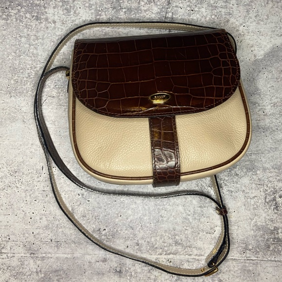 Vintage Bally Leather Cream Croc Gold Hardware Crossbody Bag - Picture 5 of 12